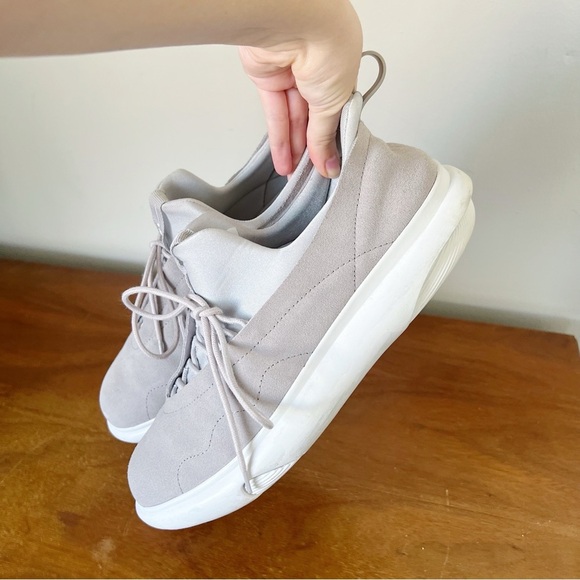 Article No • 0502 Suede Sneakers in Light Gray taupe lace up trainers 0518 main image 5